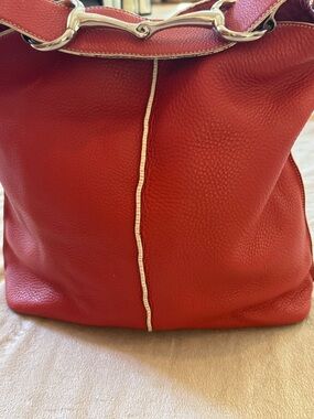 Wilsons Leather Red Shoulder Bag with Silver Hardware